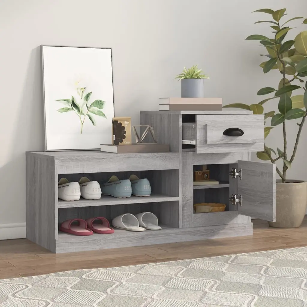 Shoe Cabinet for Home Grey Sonoma Engineered Wood Storage Organiser 100x42x60cm