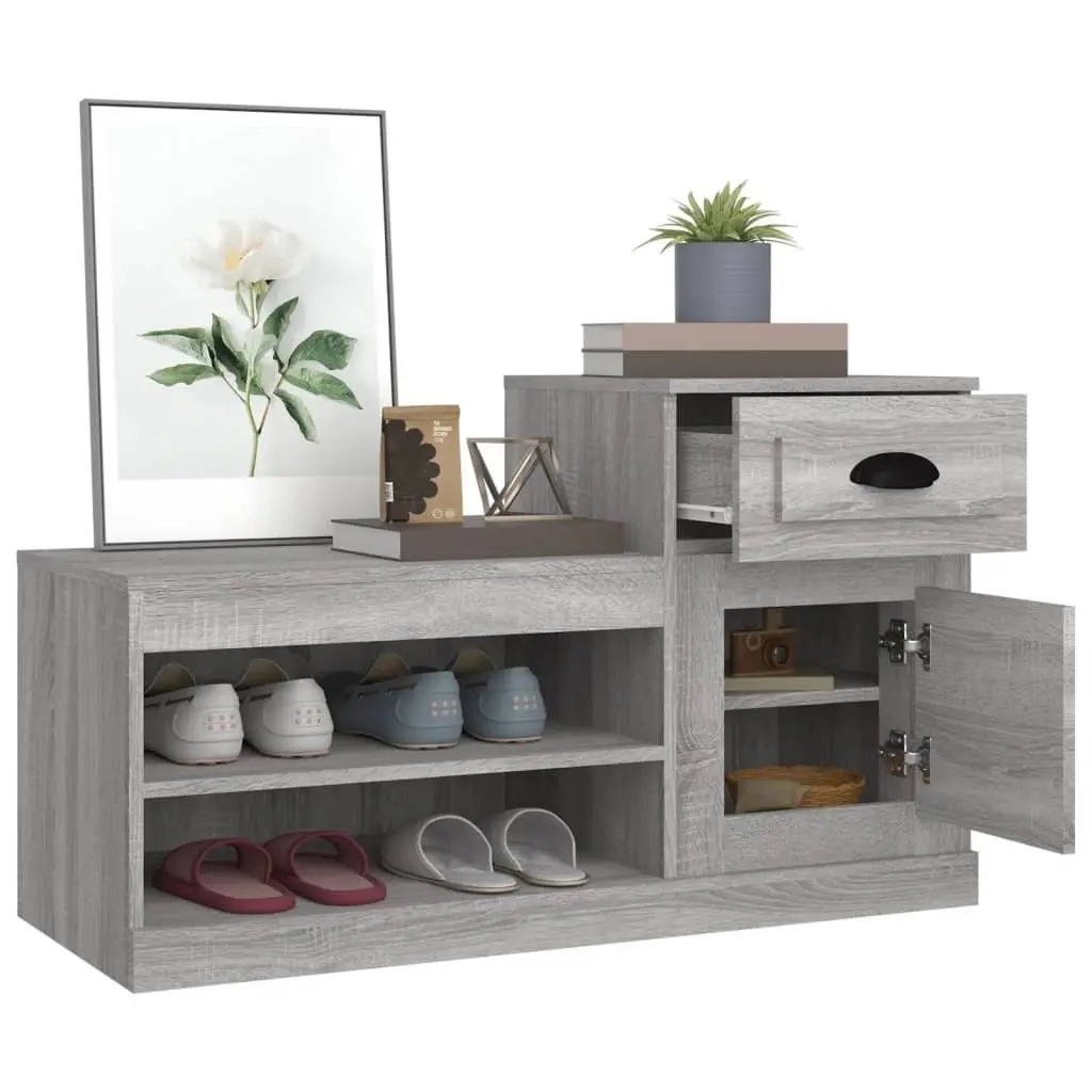 Shoe Cabinet for Home Grey Sonoma Engineered Wood Storage Organiser 100x42x60cm