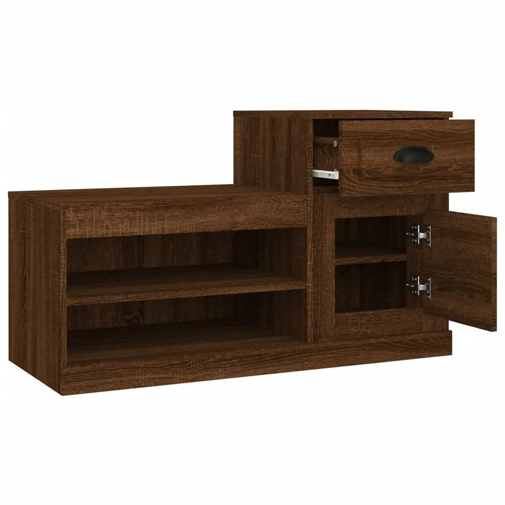 Shoe Cabinet for Home Organisation Brown Oak Engineered Wood 100x42x60cm