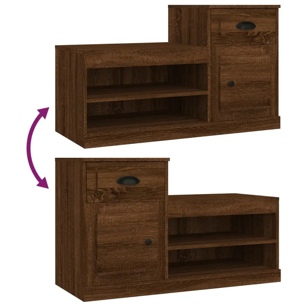 Shoe Cabinet for Home Organisation Brown Oak Engineered Wood 100x42x60cm