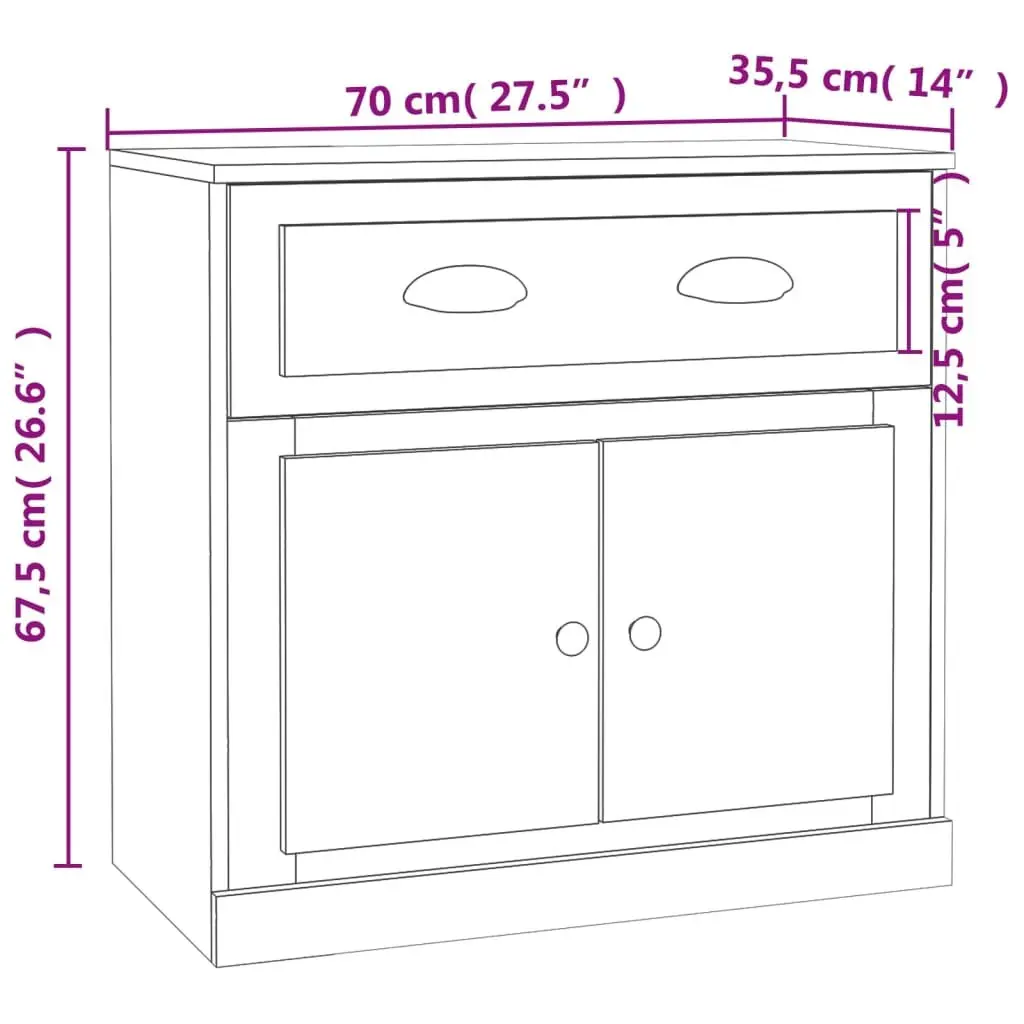 Sideboard for Home Storage White 70x35.5x67.5 cm Engineered Wood