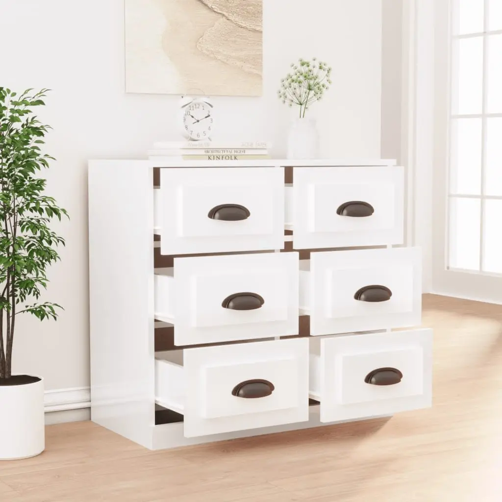 High Gloss White Sideboard with Engineered Wood Construction