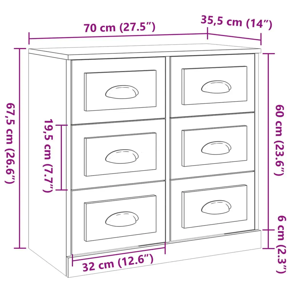 High Gloss White Sideboard with Engineered Wood Construction