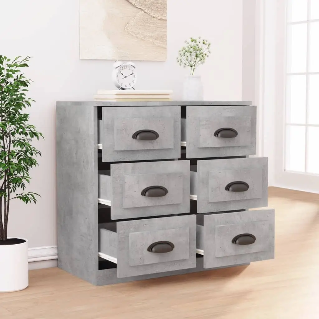 Grey Sideboard Cabinet Engineered Wood Storage Buffet Furniture 70x35.5x67.5cm