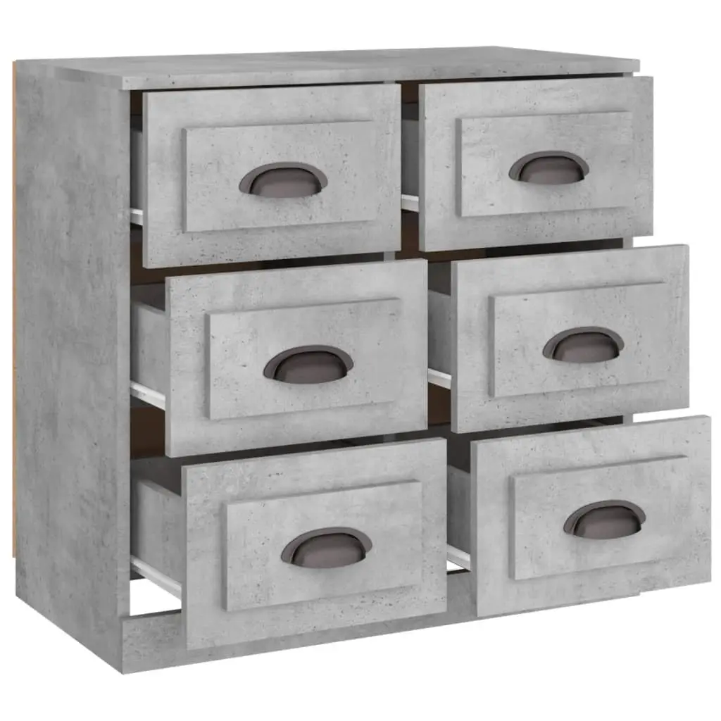 Grey Sideboard Cabinet Engineered Wood Storage Buffet Furniture 70x35.5x67.5cm