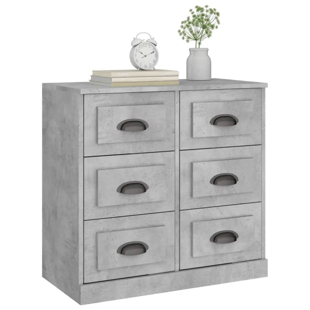 Grey Sideboard Cabinet Engineered Wood Storage Buffet Furniture 70x35.5x67.5cm