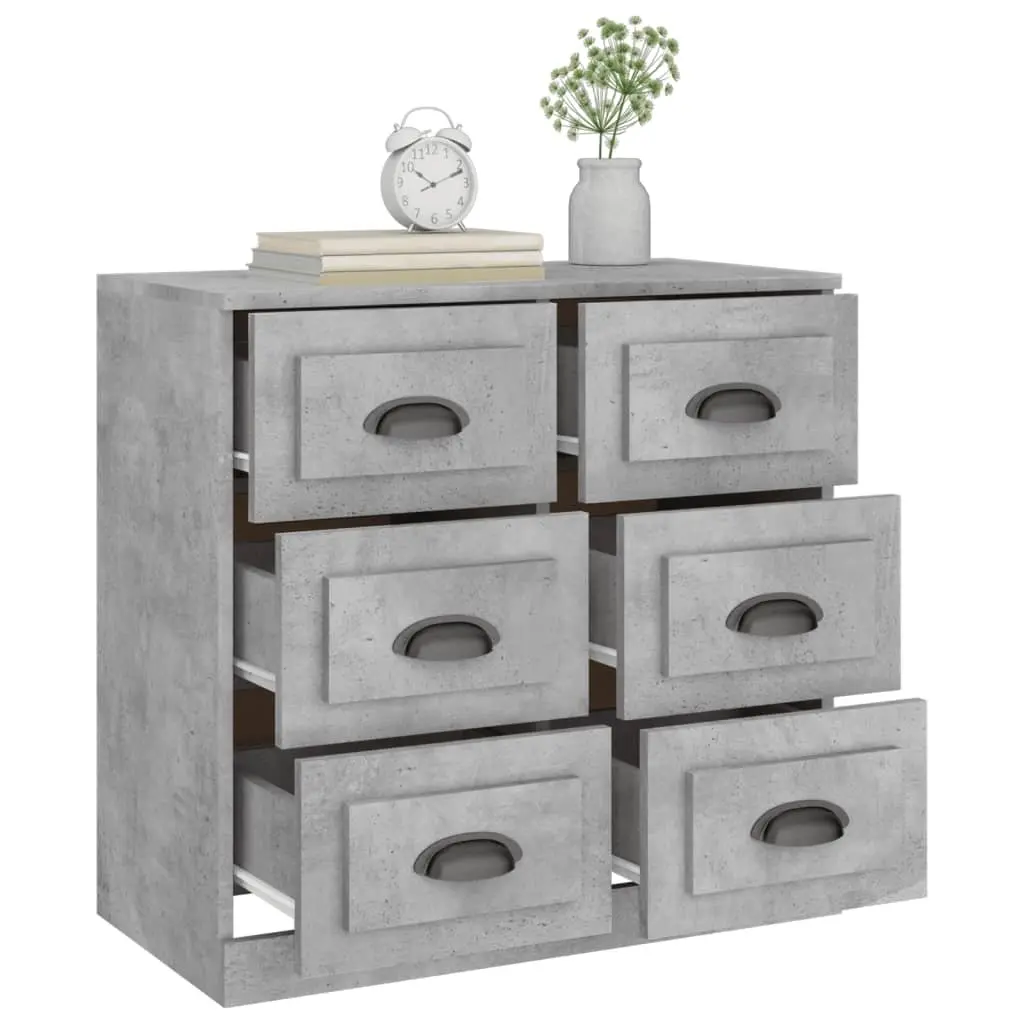 Grey Sideboard Cabinet Engineered Wood Storage Buffet Furniture 70x35.5x67.5cm