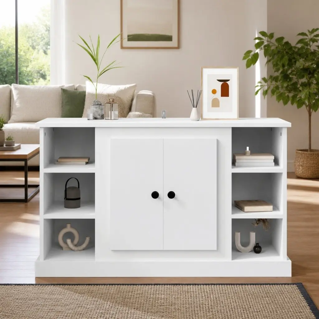 White Sideboard Storage Cabinet 100x35.5x60cm