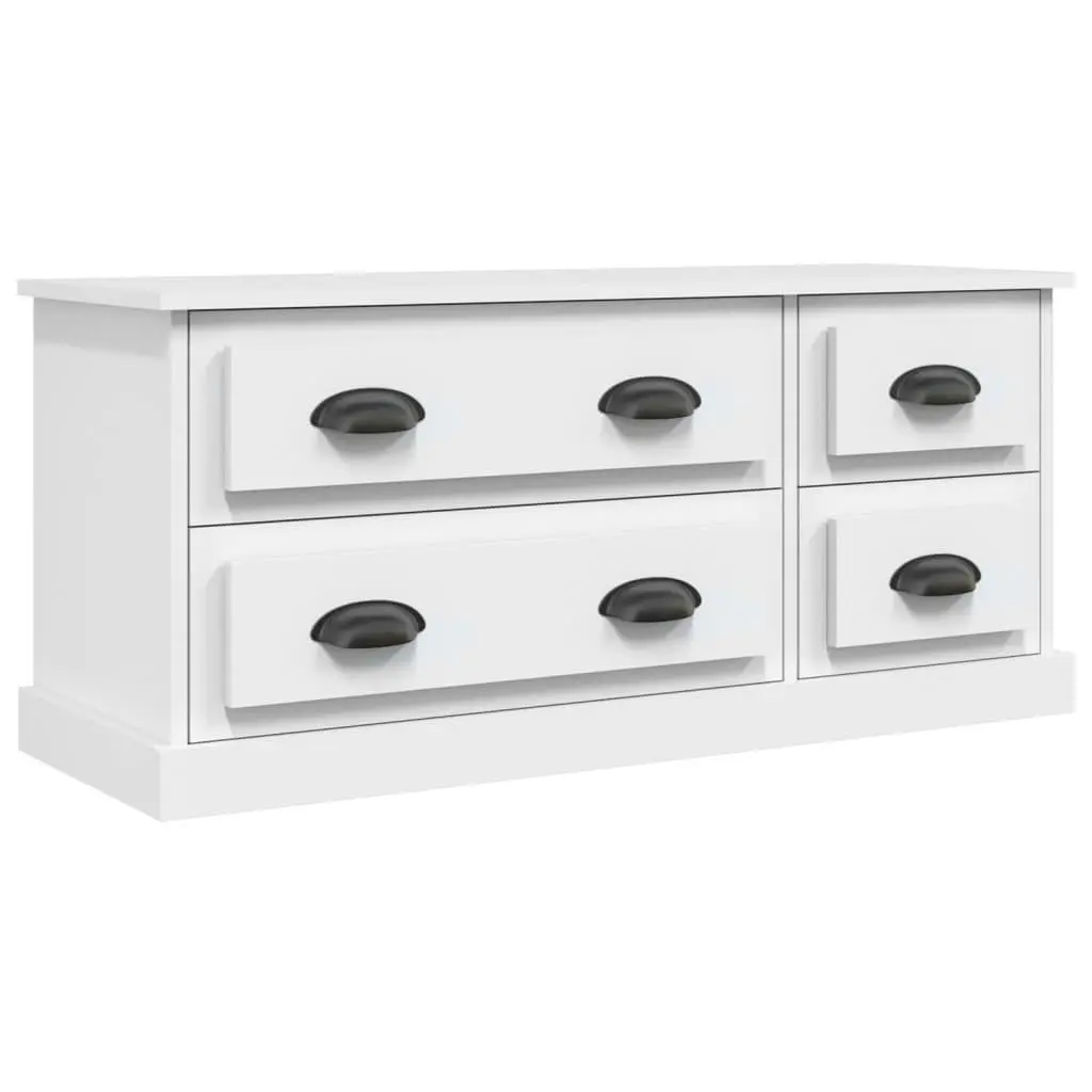 TV Cabinet for Living Room White 100x35.5x45cm Media Storage Unit with 4 Drawers