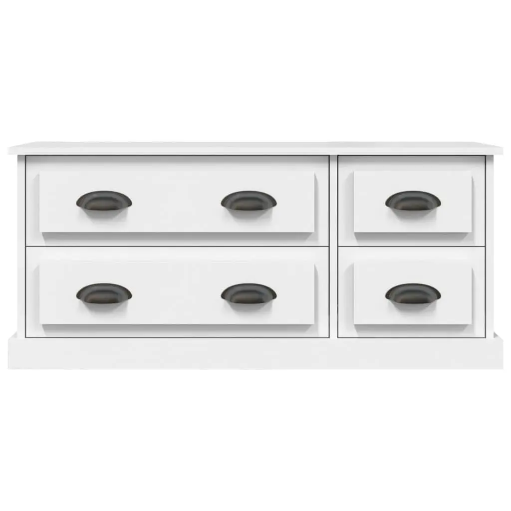 TV Cabinet for Living Room White 100x35.5x45cm Media Storage Unit with 4 Drawers