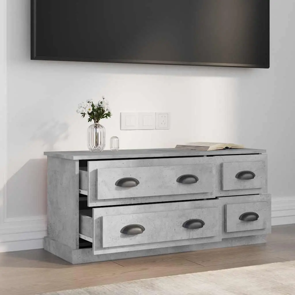 TV Cabinet Grey Engineered Wood Storage Unit for Living Room 100 x 35.5 x 45 cm