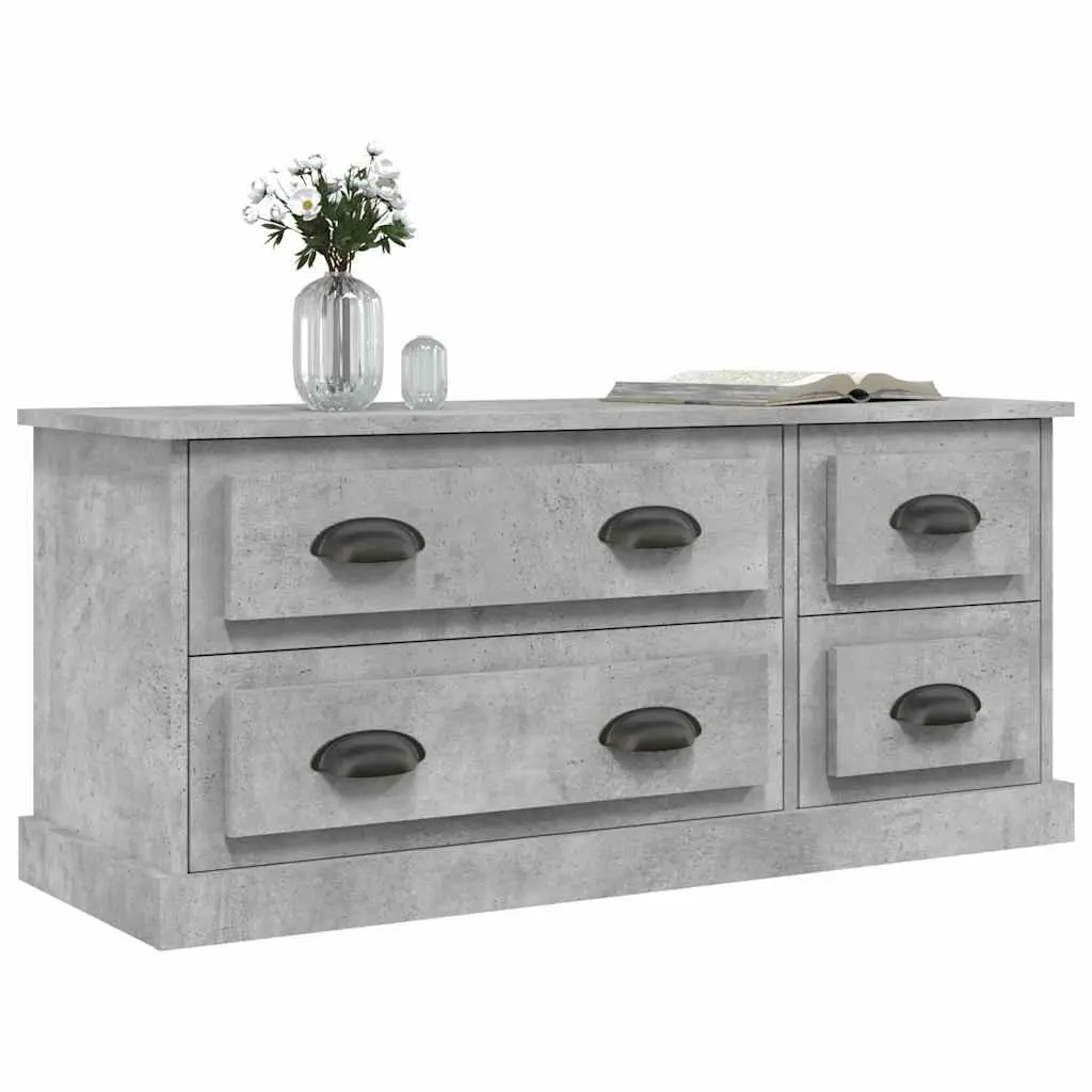 TV Cabinet Grey Engineered Wood Storage Unit for Living Room 100 x 35.5 x 45 cm