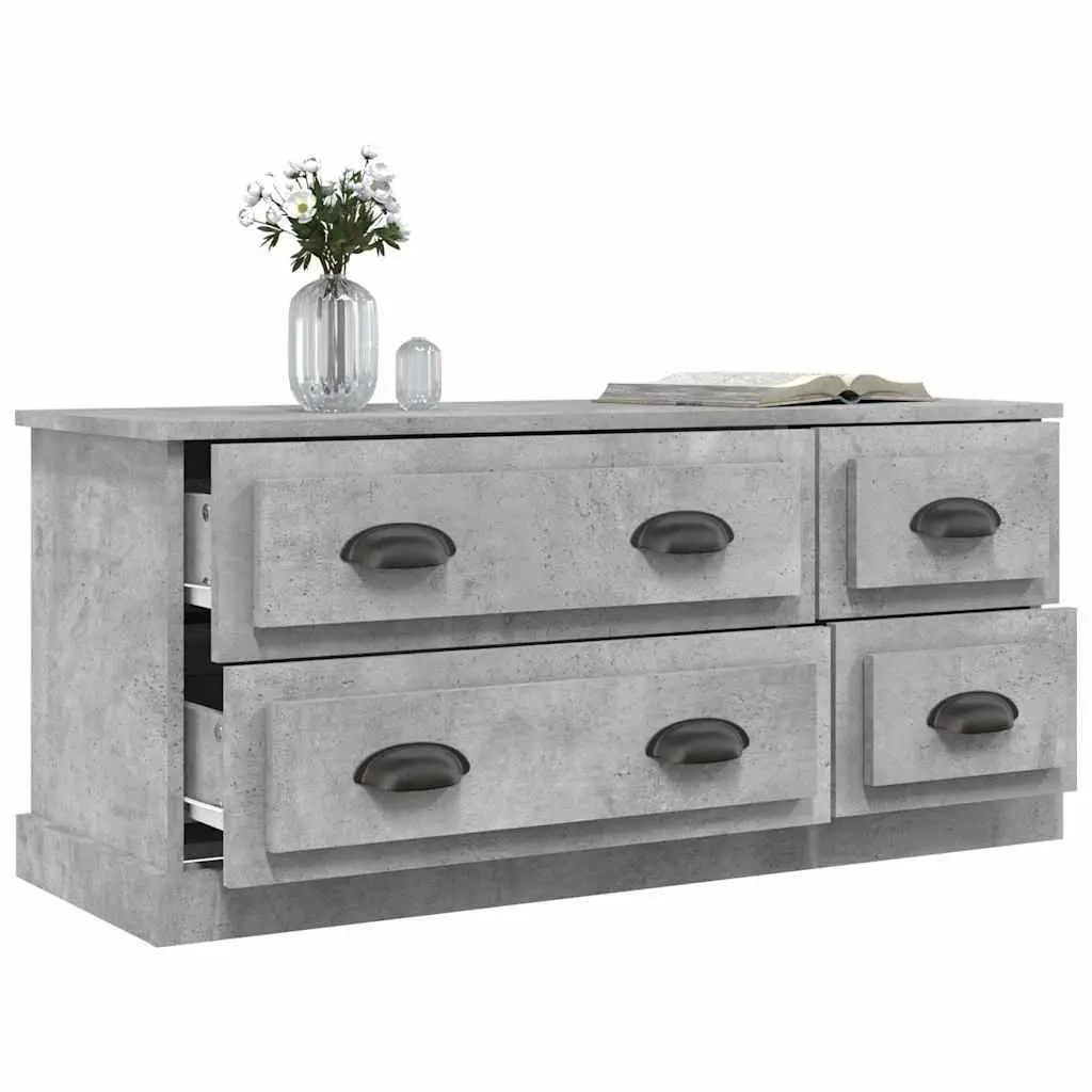 TV Cabinet Grey Engineered Wood Storage Unit for Living Room 100 x 35.5 x 45 cm
