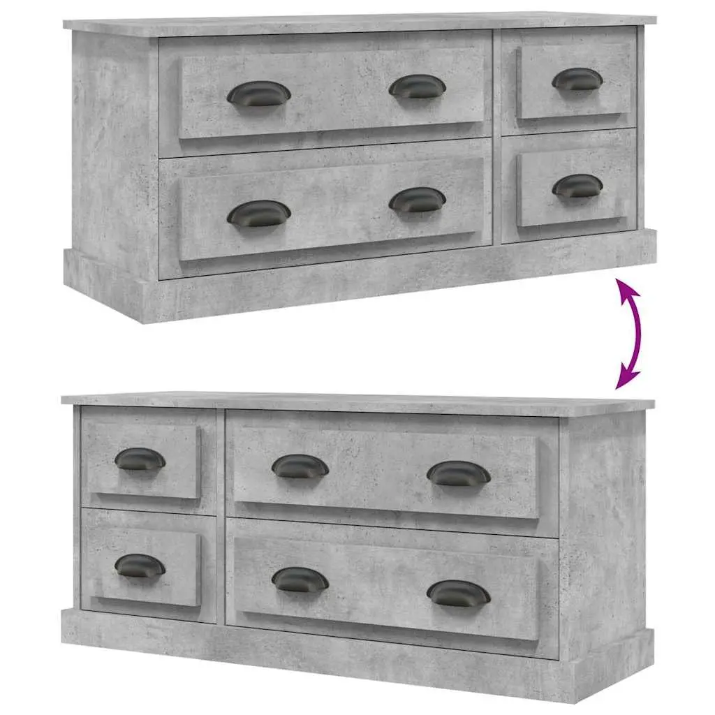 TV Cabinet Grey Engineered Wood Storage Unit for Living Room 100 x 35.5 x 45 cm