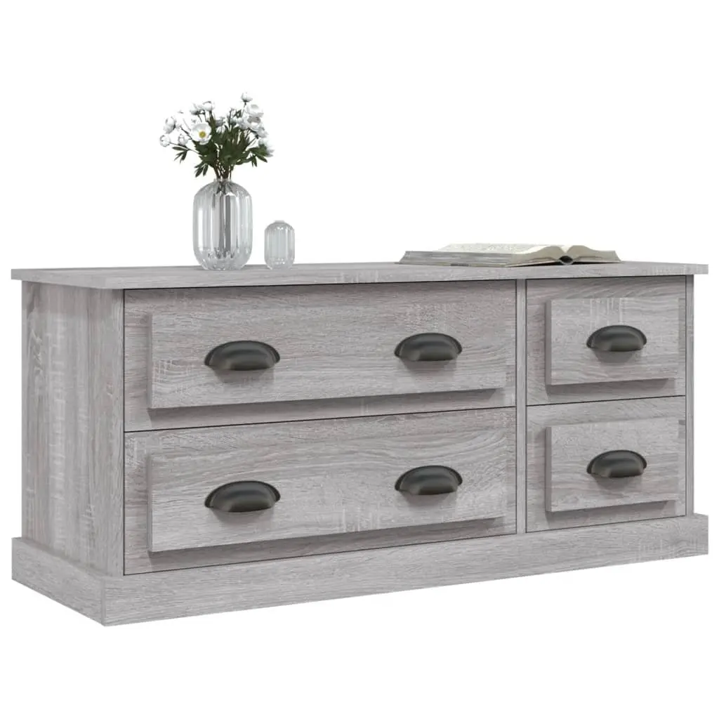 TV Cabinet Grey Sonoma Living Room 100x35.5x45cm Engineered Wood Media Storage Unit Drawers