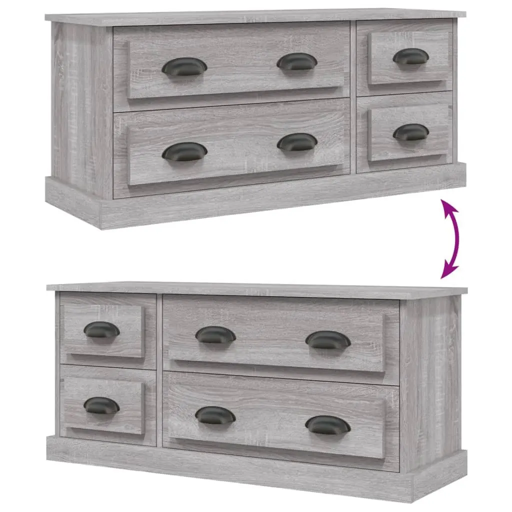 TV Cabinet Grey Sonoma Living Room 100x35.5x45cm Engineered Wood Media Storage Unit Drawers