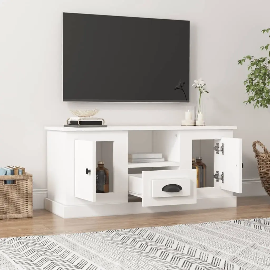 TV Cabinet Living Room White Engineered Wood Storage Unit 100 x 35.5 x 45 cm