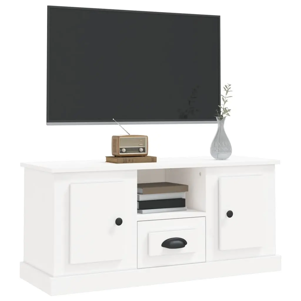 TV Cabinet Living Room White Engineered Wood Storage Unit 100 x 35.5 x 45 cm