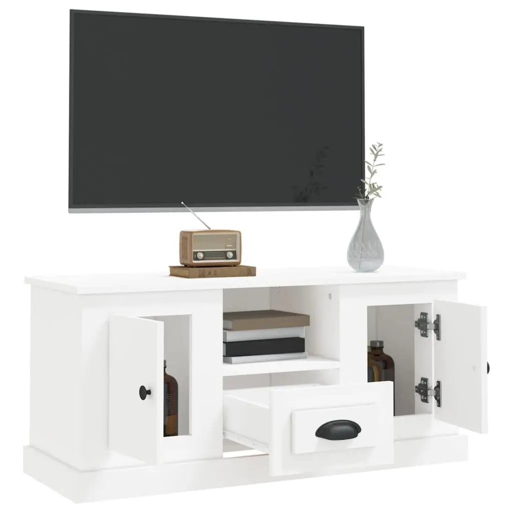 TV Cabinet Living Room White Engineered Wood Storage Unit 100 x 35.5 x 45 cm