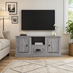 TV Cabinet Grey Engineered Wood Storage Unit Living Room Display Stand Furniture