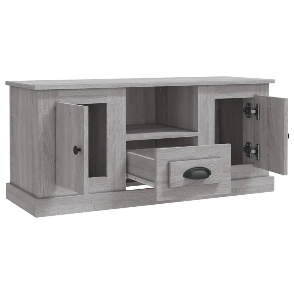 TV Cabinet Grey Engineered Wood Living Room 100 x 35.5 x 45 cm