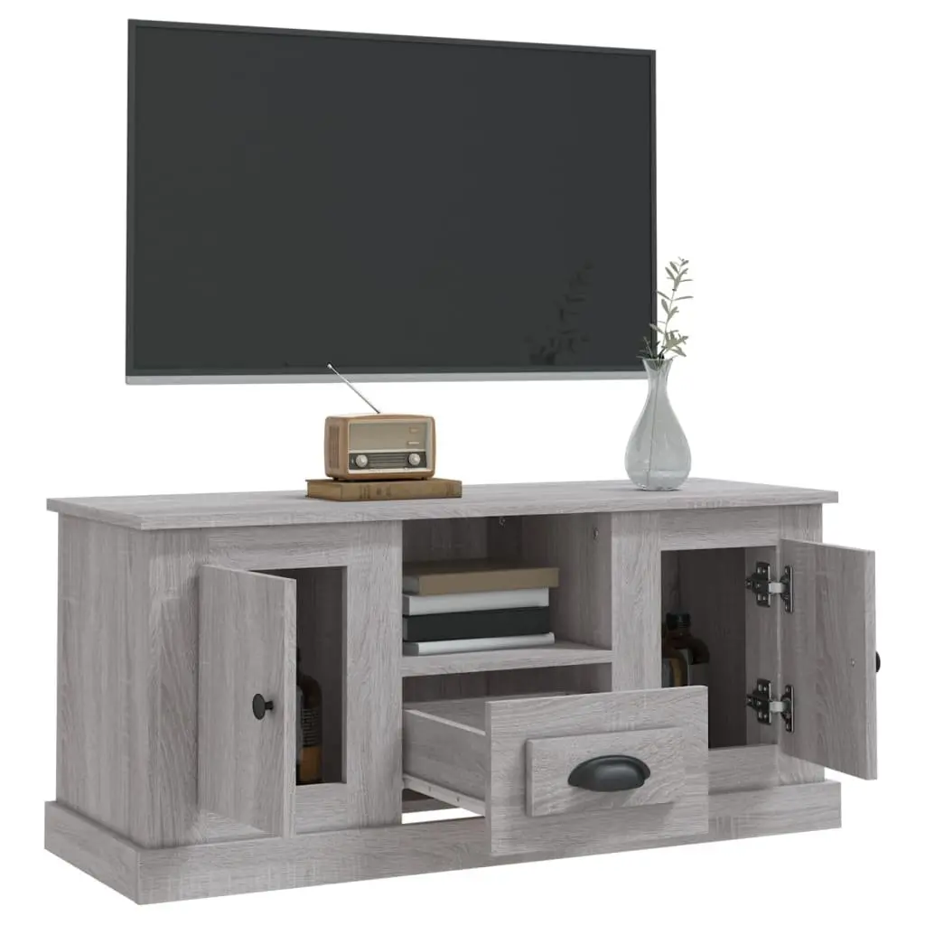 TV Cabinet Grey Engineered Wood Living Room 100 x 35.5 x 45 cm