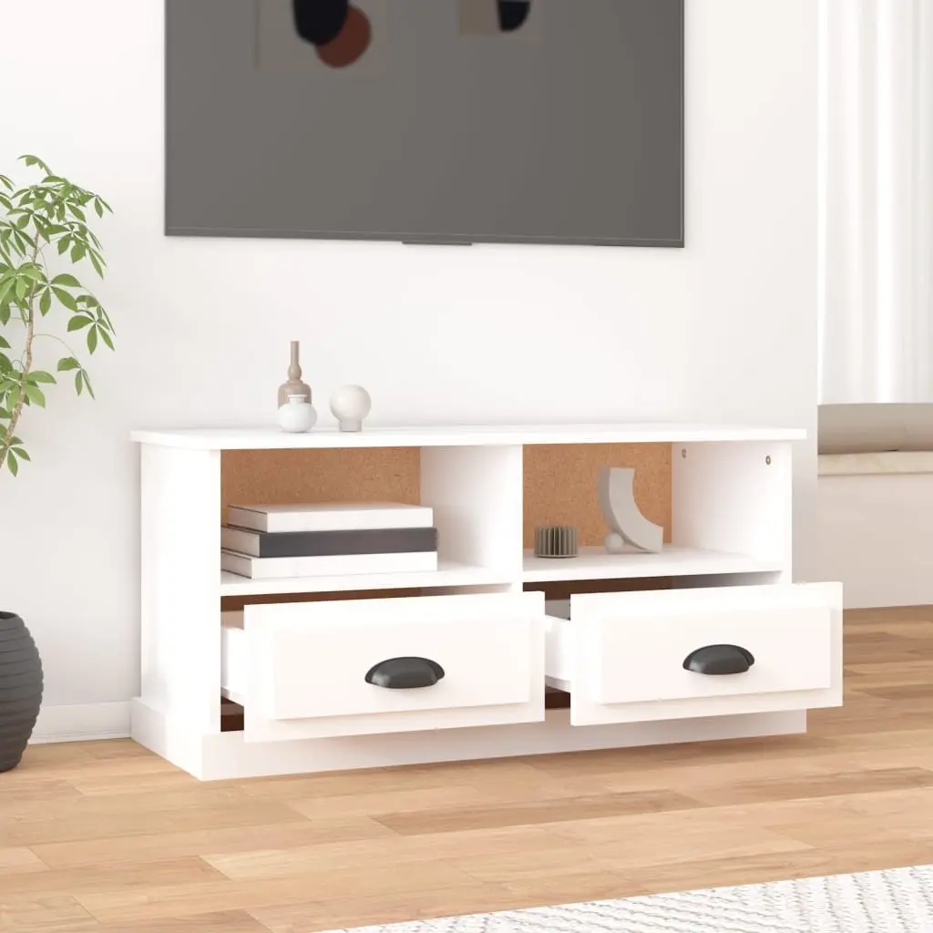 TV Cabinet White Storage Unit for Living Room 93 x 35.5 x 45 cm