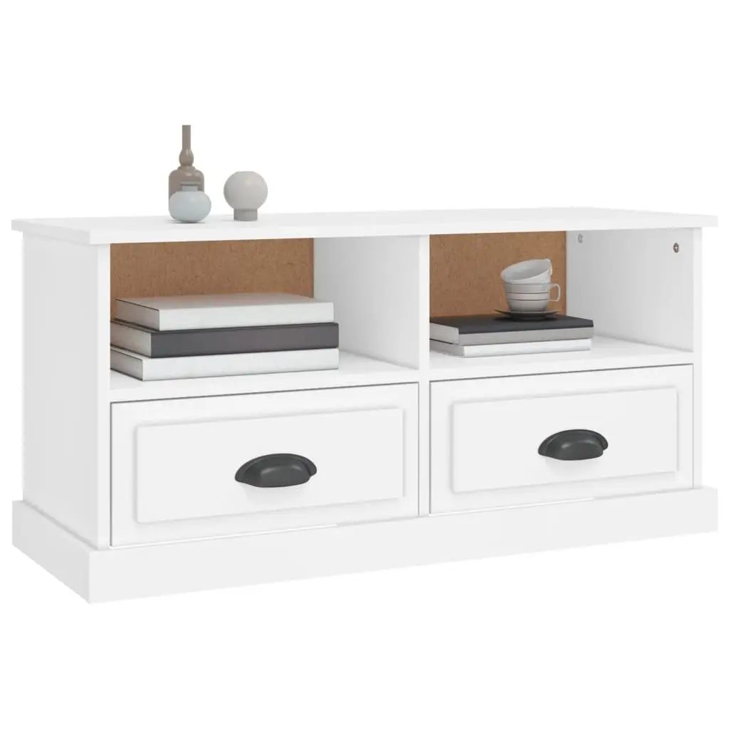 TV Cabinet White Storage Unit for Living Room 93 x 35.5 x 45 cm