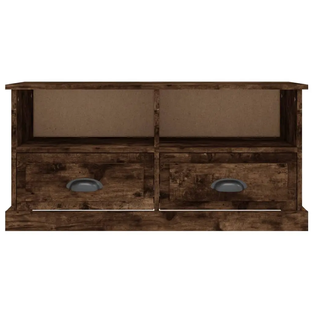 TV Cabinet for Living Room Brown Engineered Wood 2 Drawers 2 Open Compartments
