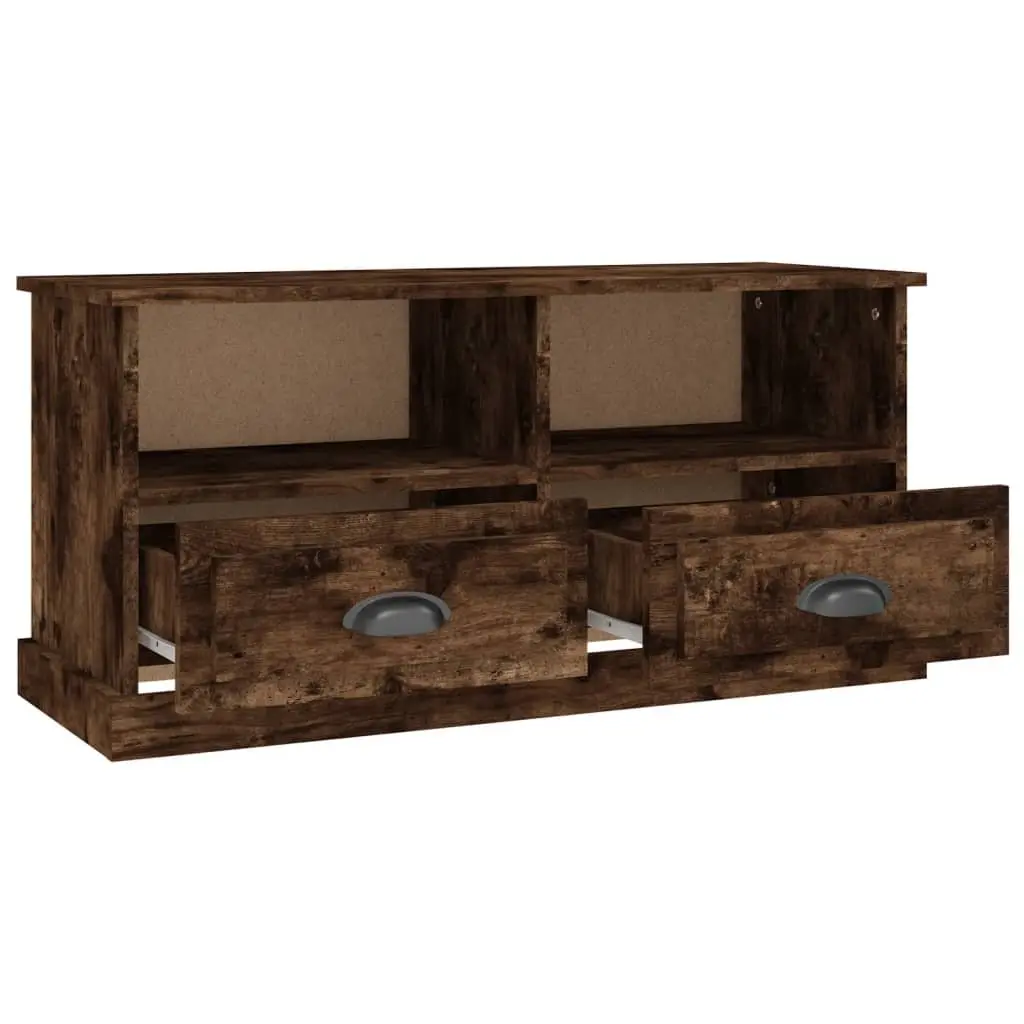TV Cabinet for Living Room Brown Engineered Wood 2 Drawers 2 Open Compartments