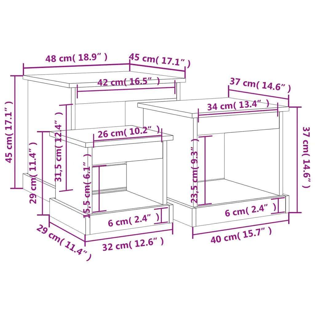 Grey 3-Piece Coffee Table Set