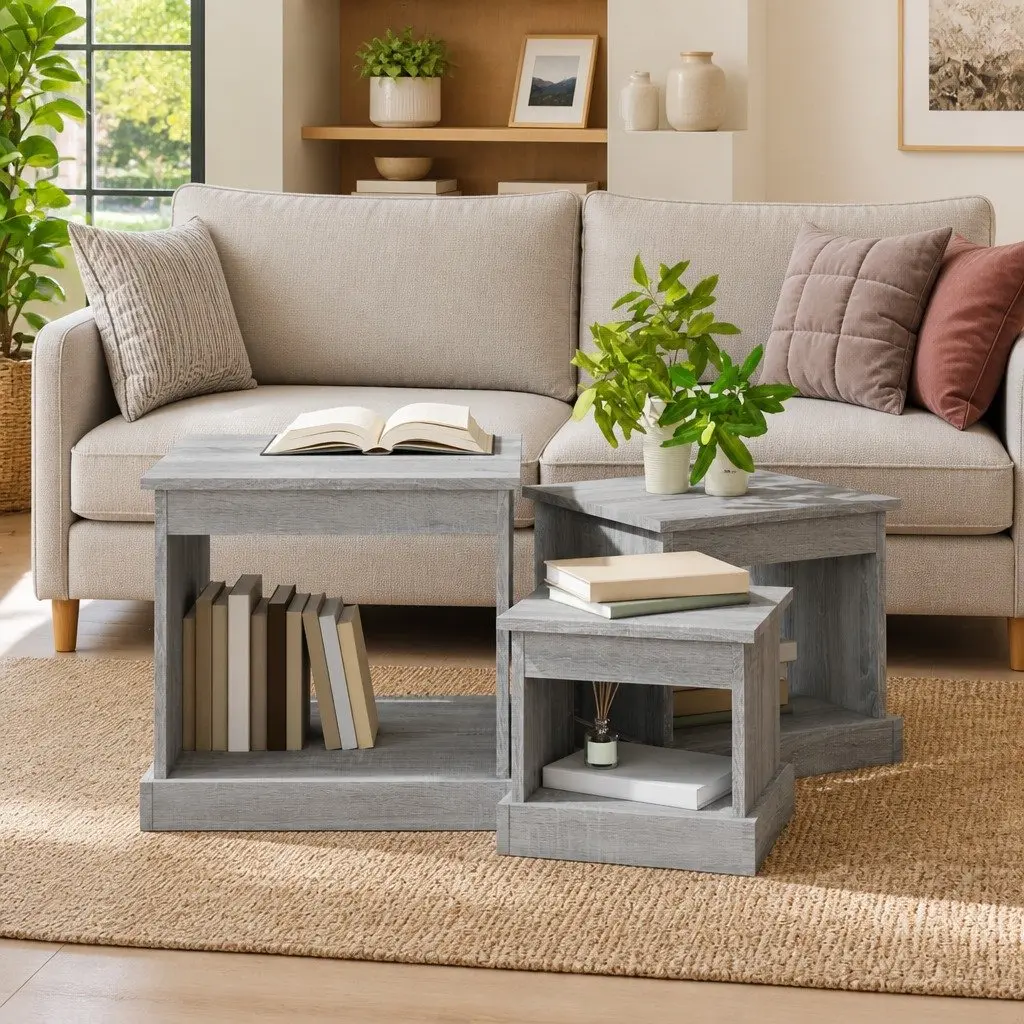 3 Piece Grey Sonoma Engineered Wood Nesting Tables