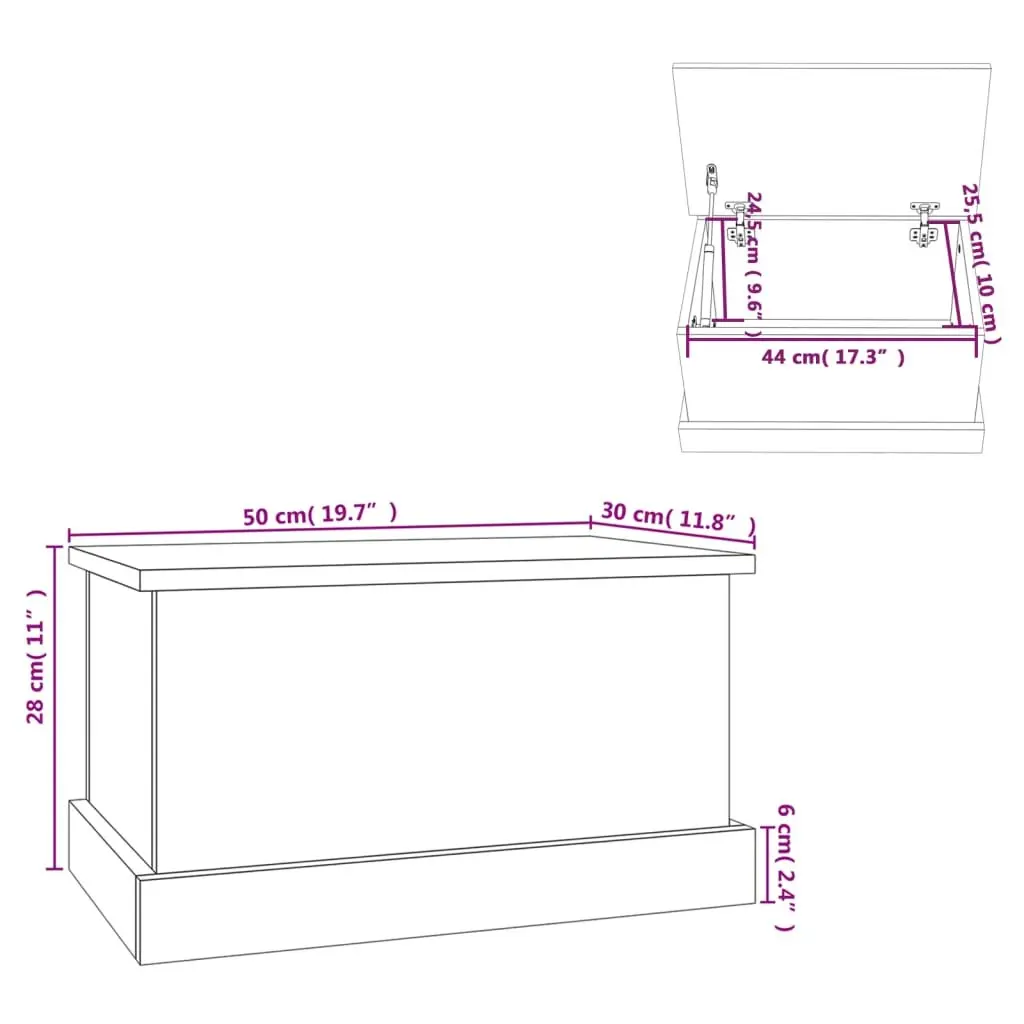 Storage Box Living Room 50x30x28 cm Engineered Wood Chest Organiser