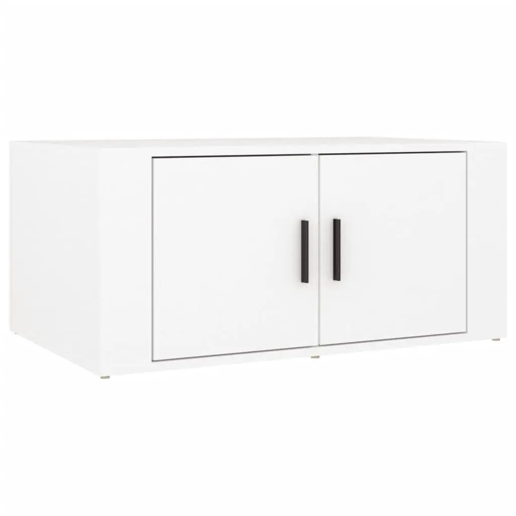 Coffee Table White 80x50x36cm with Storage Compartments Door Living Room