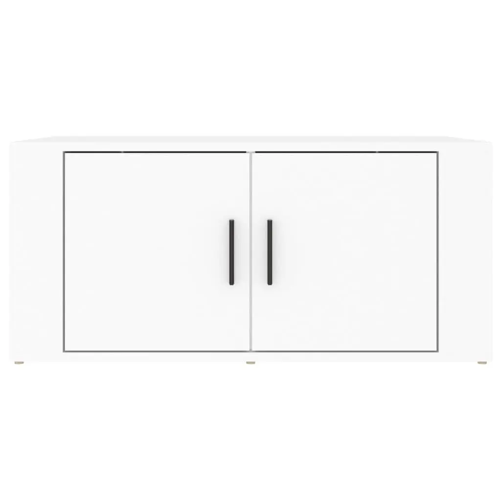Coffee Table White 80x50x36cm with Storage Compartments Door Living Room