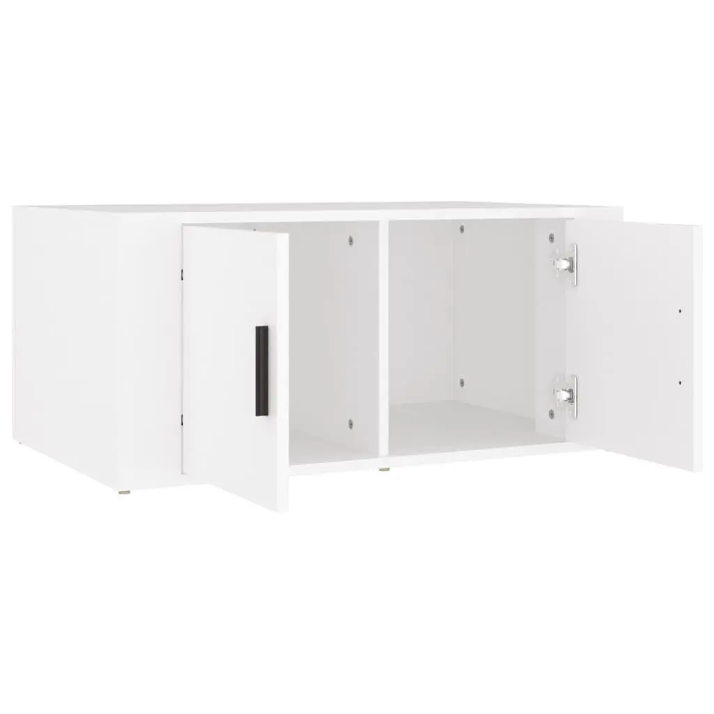 Coffee Table White 80x50x36cm with Storage Compartments Door Living Room