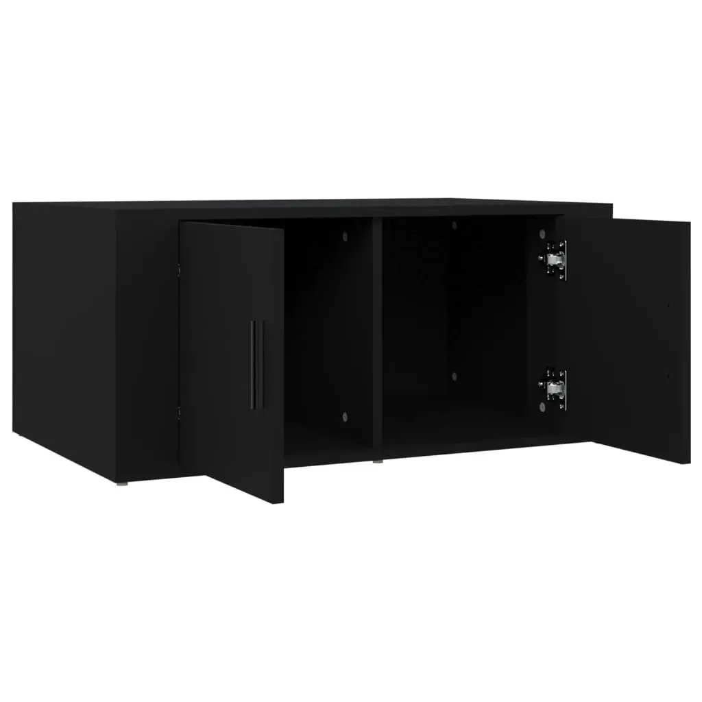 Coffee Table Black Living Room Furniture Storage Compartments Engineered Wood
