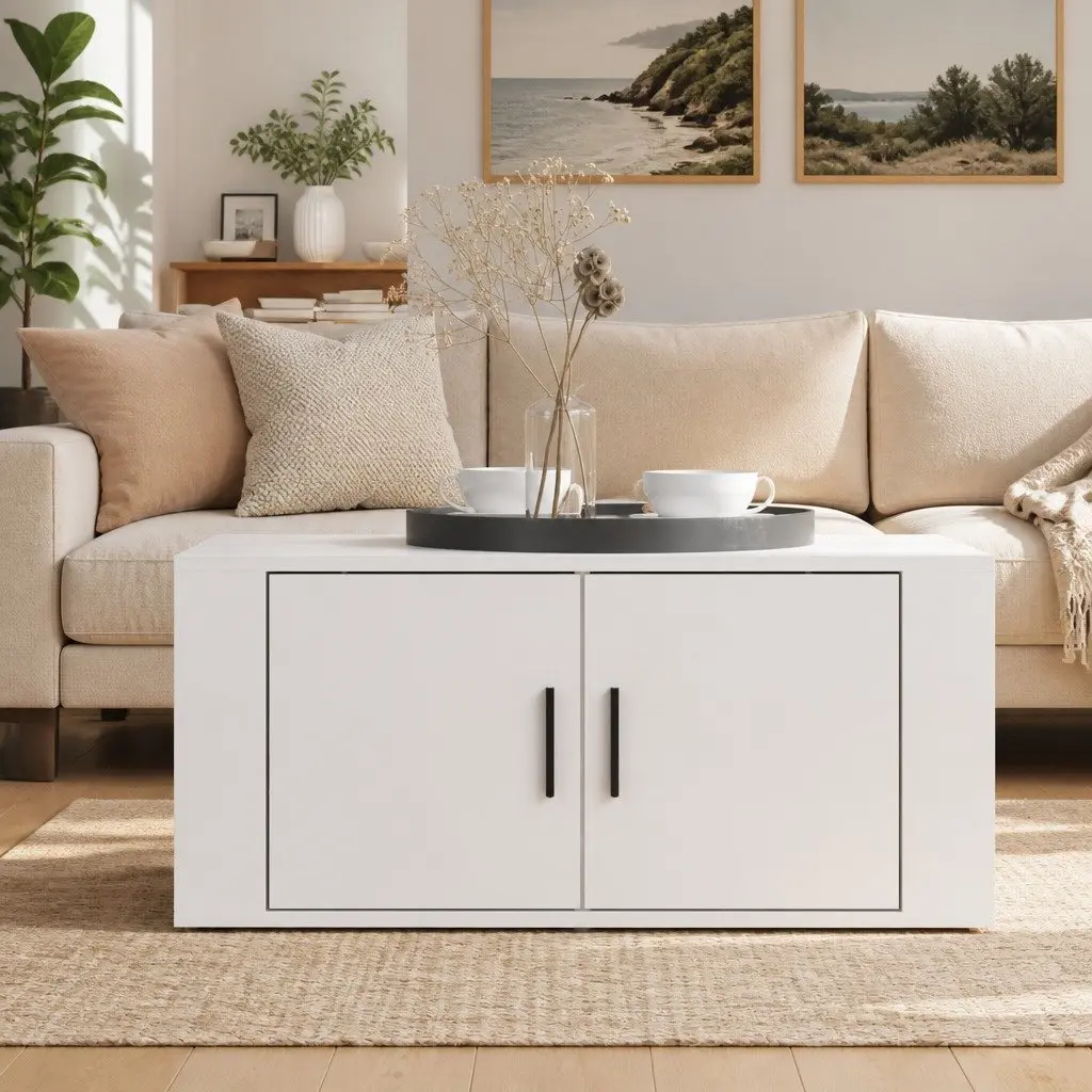 Coffee Table for Living Room High Gloss White 80 x 50 x 36 cm