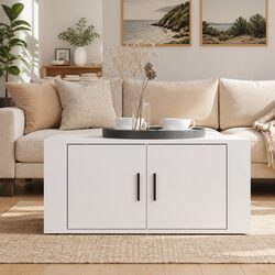 Coffee Table Dimensions: 80 x 50 x 36 cm - White Finish