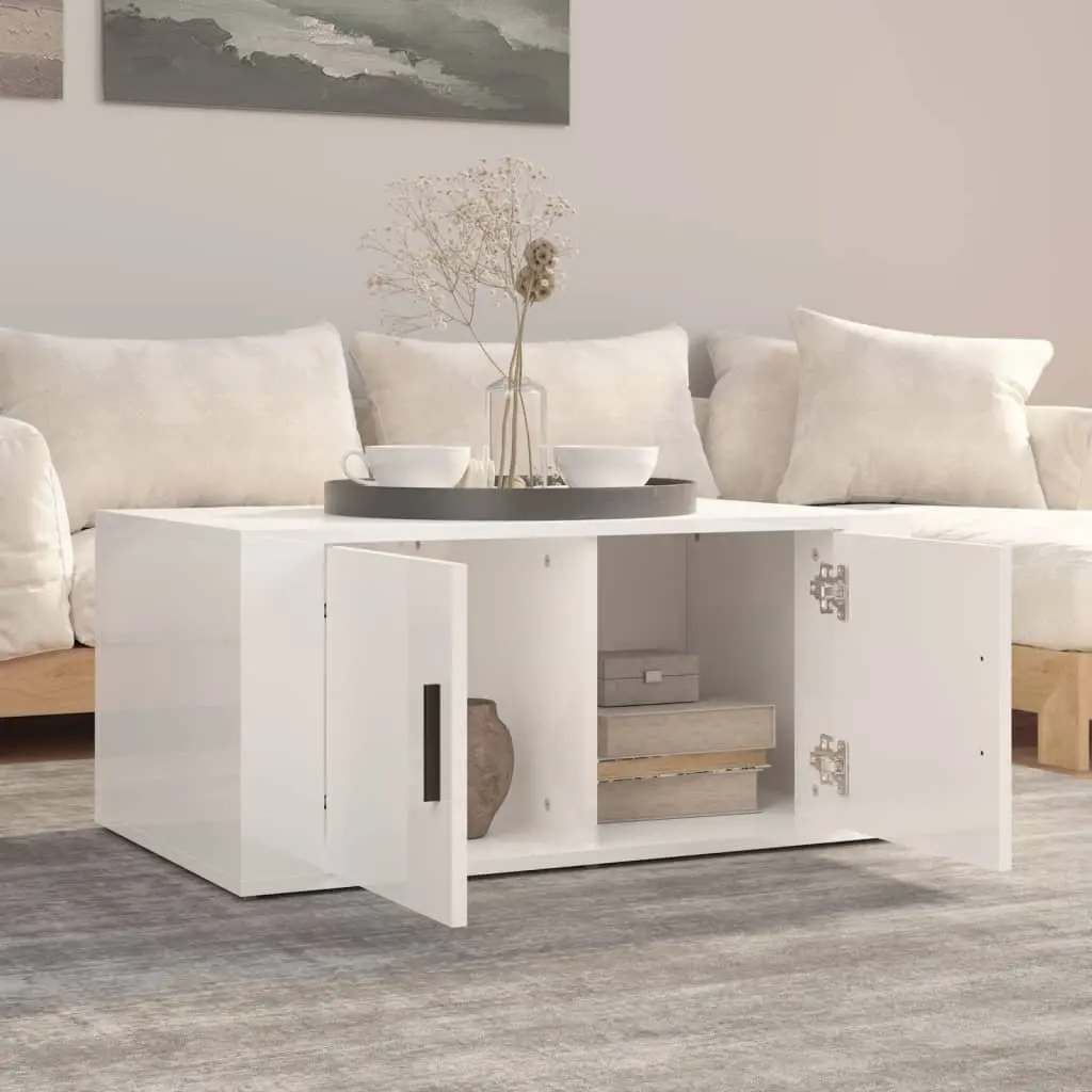 Coffee Table for Living Room High Gloss White 80 x 50 x 36 cm