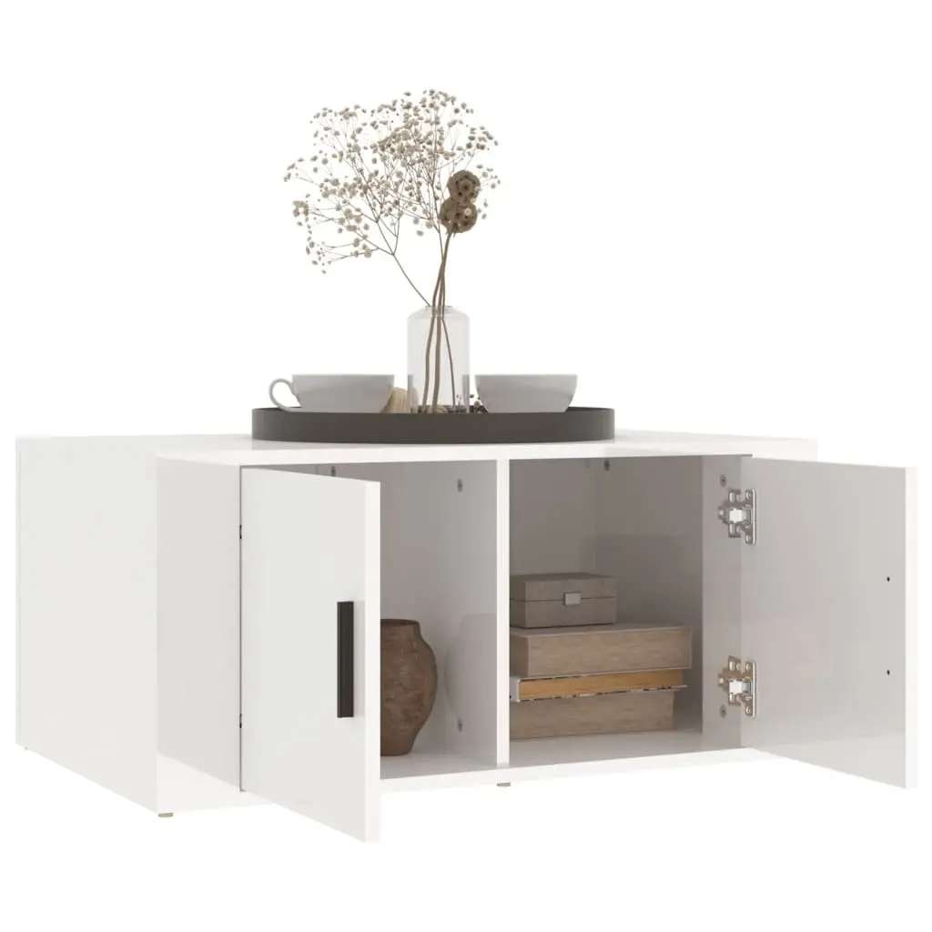 Coffee Table for Living Room High Gloss White 80 x 50 x 36 cm