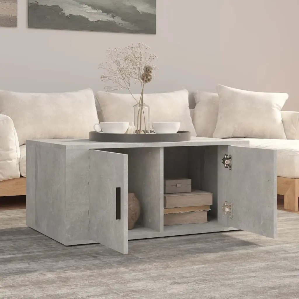Coffee Table Living Room Grey Engineered Wood Storage Compartments