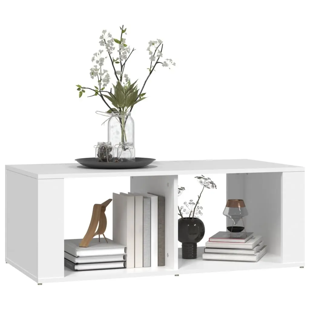 Coffee Table White Modern Storage 100x50x36cm Engineered Wood Side Accent Table