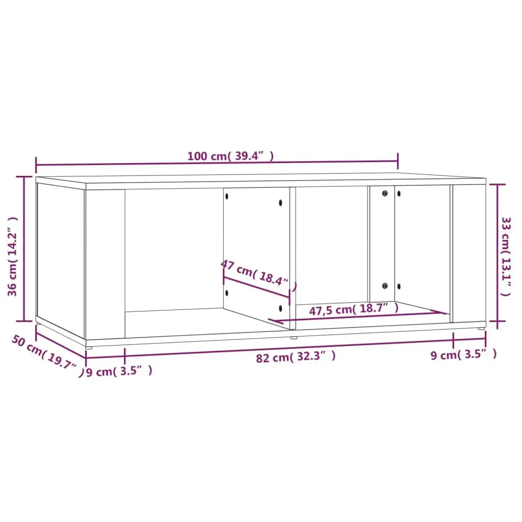 Coffee Table White Modern Storage 100x50x36cm Engineered Wood Side Accent Table
