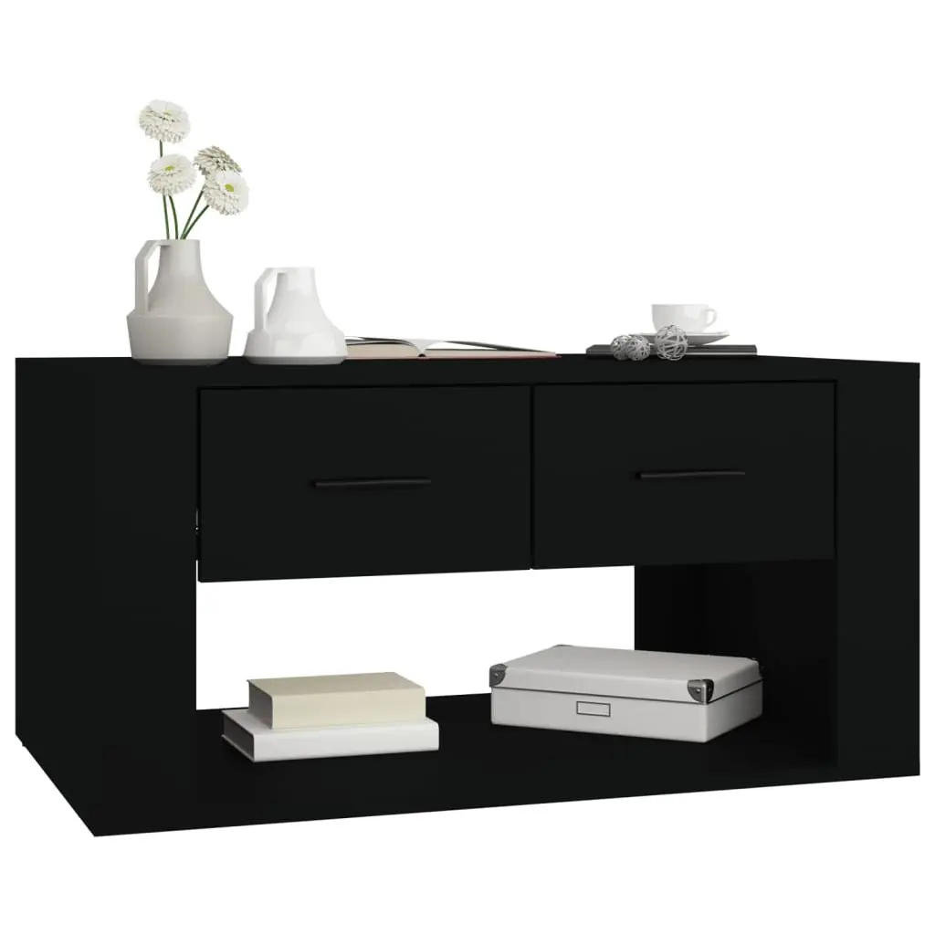 Coffee Table Black 80x50x40 cm with 2 Storage Drawers Living Room Accent