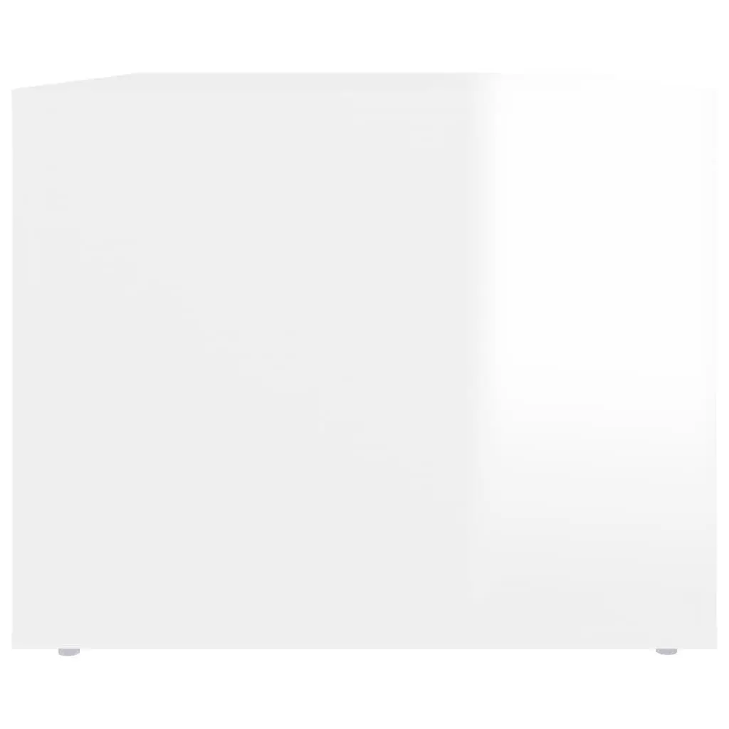 Coffee Table Living Room 80 x 50 x 40 cm High Gloss White with 2 Drawers Storage