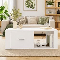 Coffee Table Specifications: 100x50.5x35 cm, White Finish
