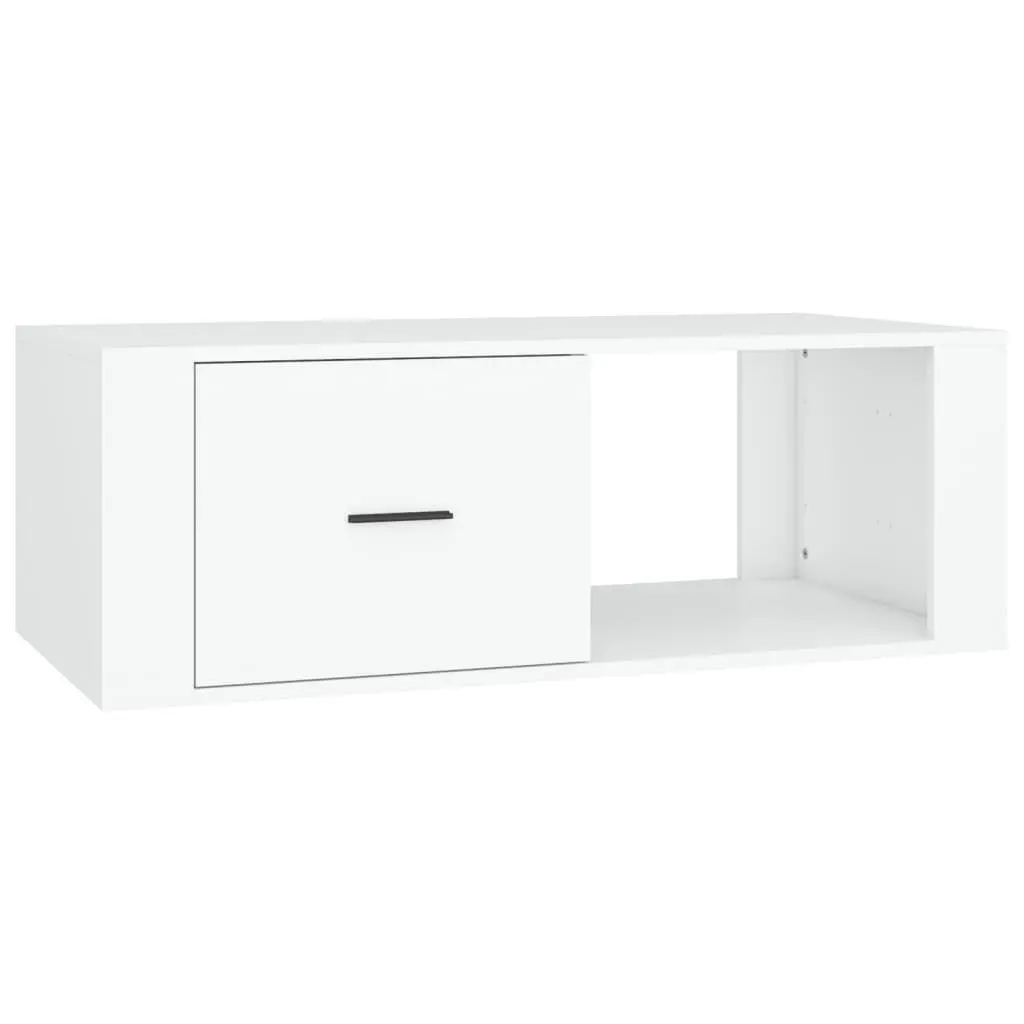 Coffee Table White 100x50.5x35 cm with Drawer Storage Compartment Living Room