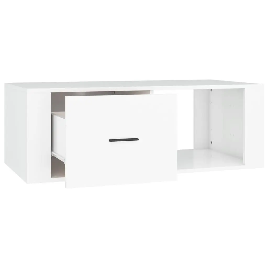 Coffee Table White 100x50.5x35 cm with Drawer Storage Compartment Living Room