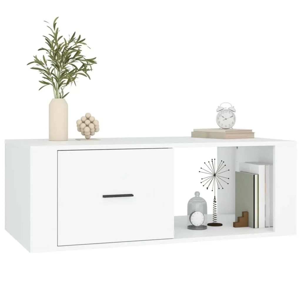 Coffee Table White 100x50.5x35 cm with Drawer Storage Compartment Living Room